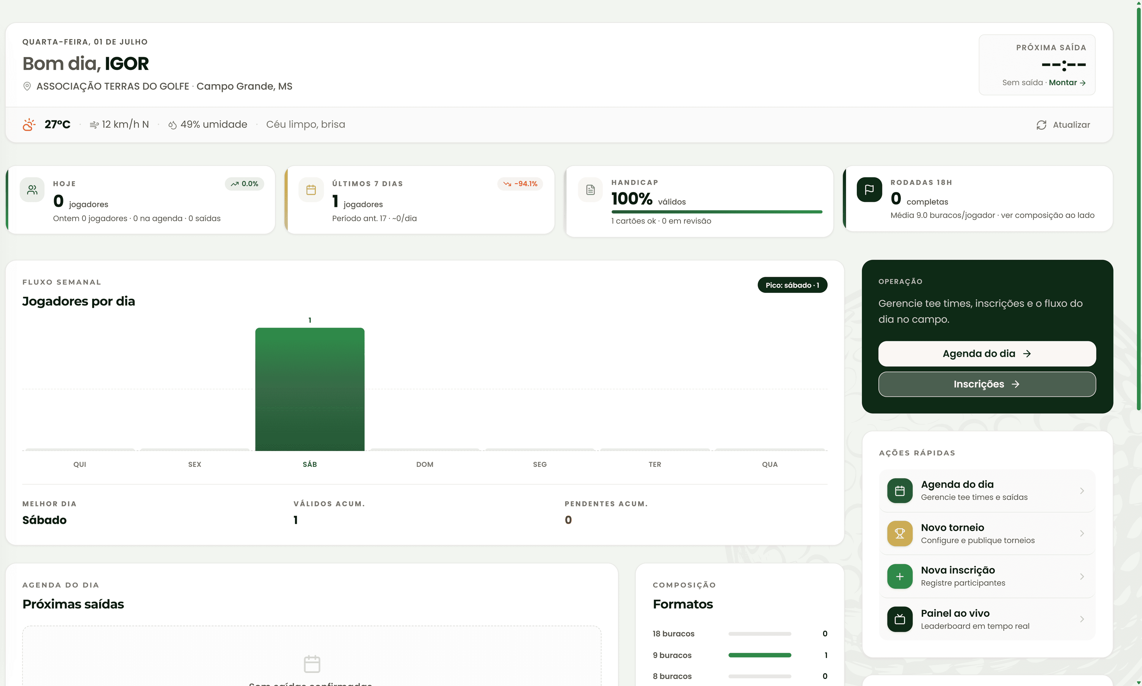 Club dashboard